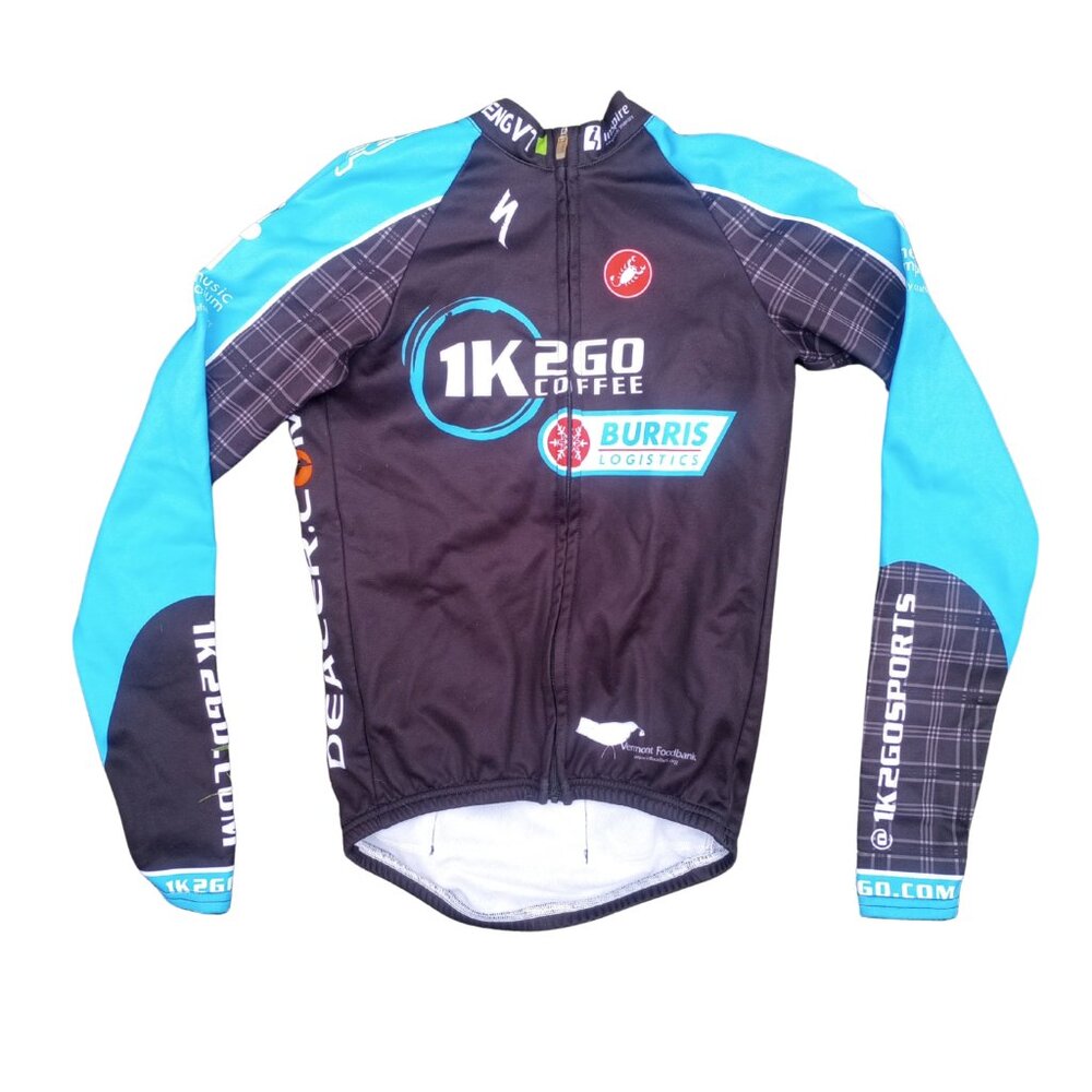 Castelli Cycling Jersey Men’s Medium Long Sleeve Full Zip Pockets Fleece Thermal